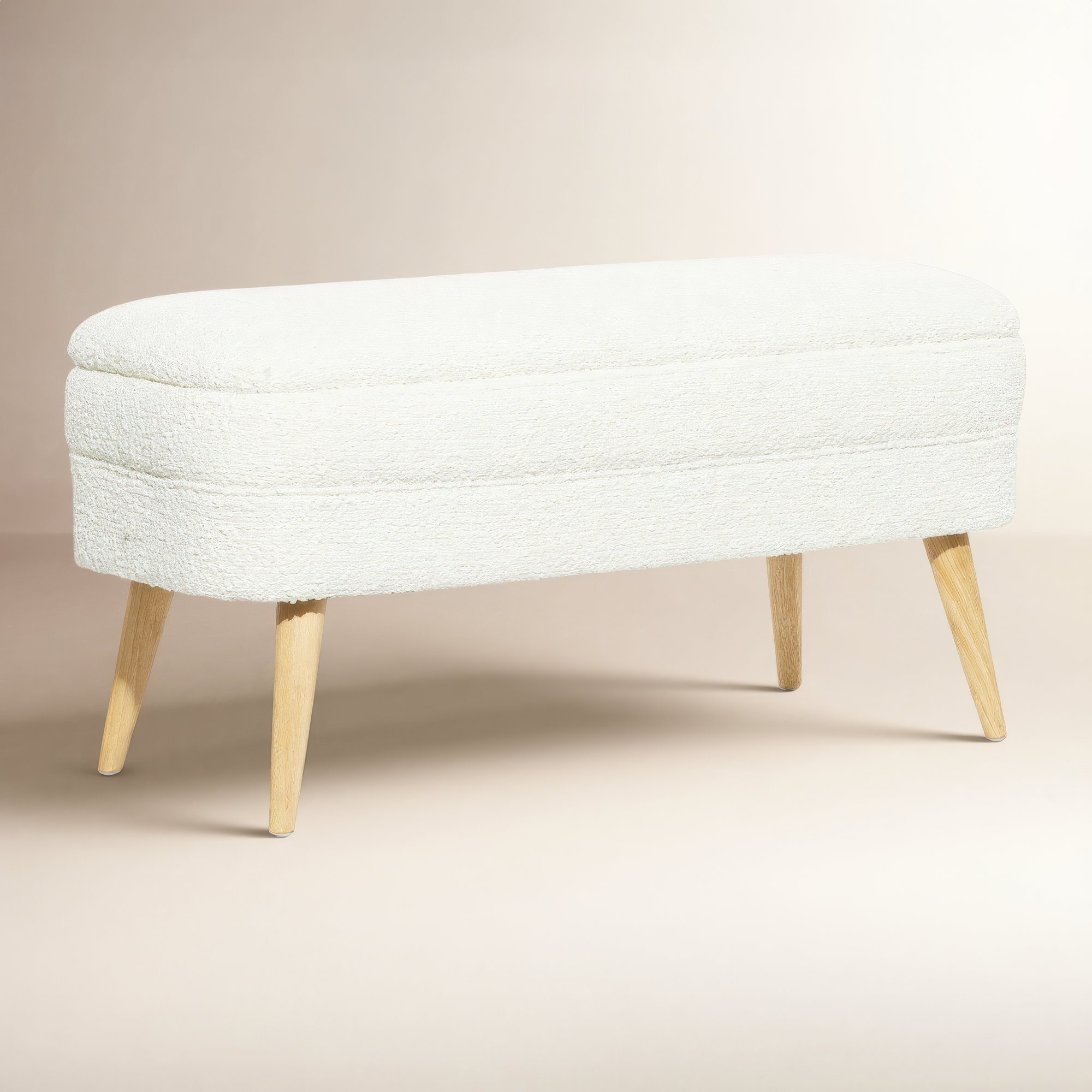 Atchison Wood Upholstered Storage Bench with Wood Legs 40" x 16" x 19", White