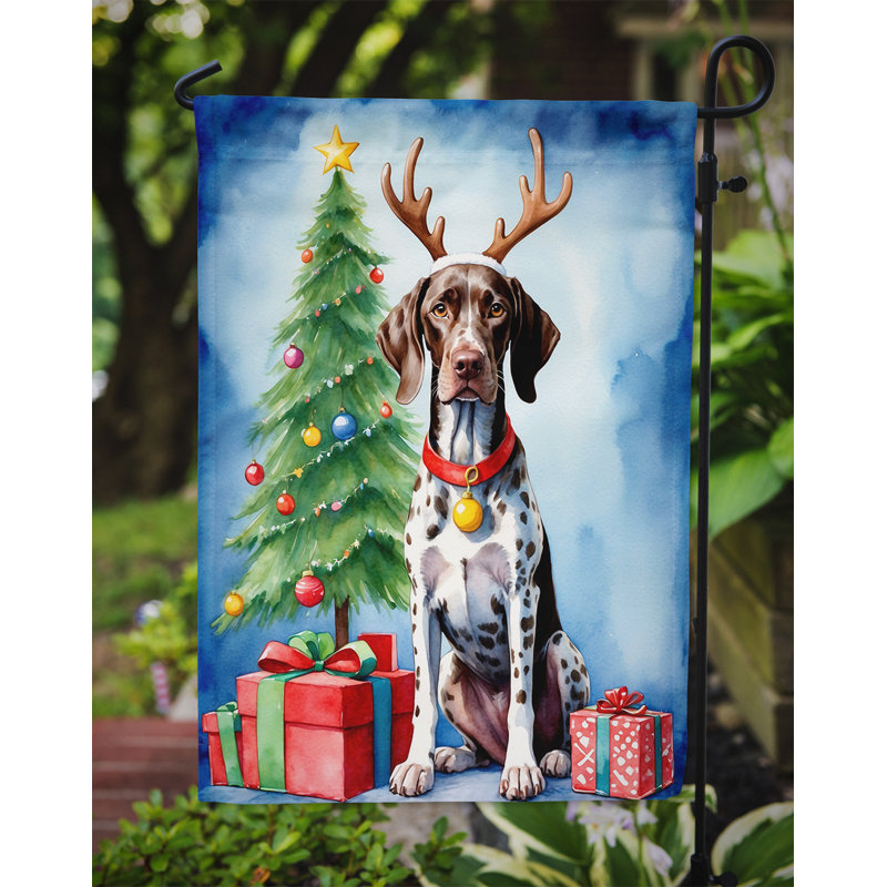 Drapeau de Noël renne de jardin, Braque allemand à poil court