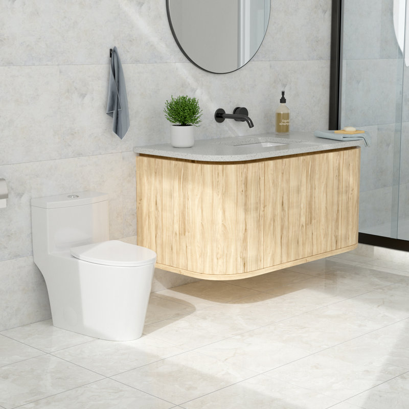 16.25" Comfort Height One-piece Toilet, 1.1/1.6 Gpf Dual Flush, Super Siphon Flushing, Easy Clean Glazed Surface Toilet, Top
