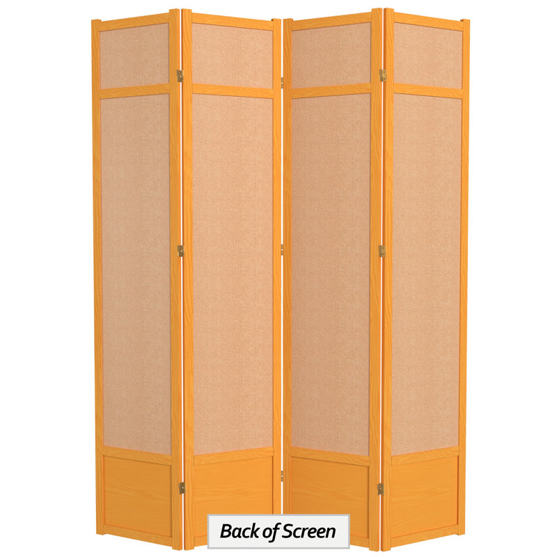 83.5" x 86" Jute Shoji 6 Panel Room Divider, Honey, 4 Panel