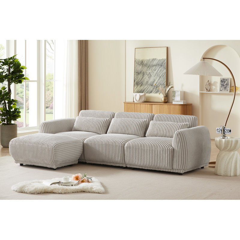 Hawanatu Corduroy L-Shaped Sectional Reversible, Hawanatu Black Corduroy