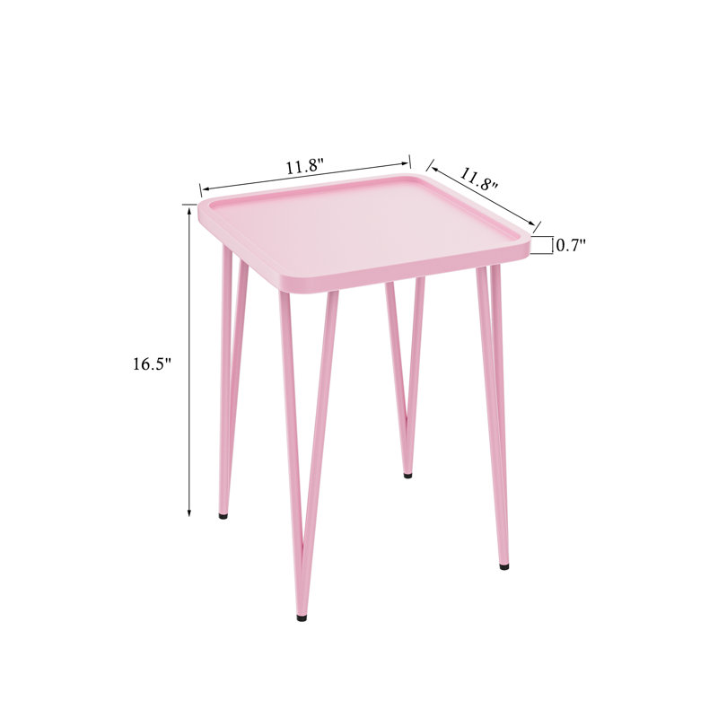 Accent Side / End Table, Waterproof Metal Structure, Great for Living Room, Pink