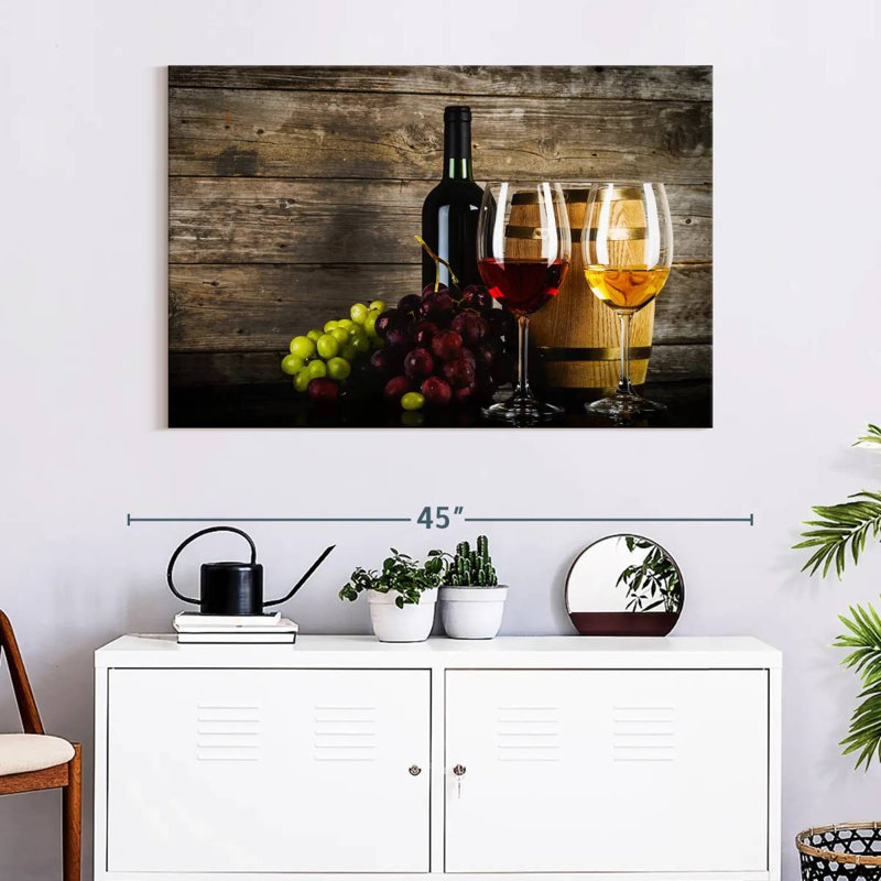 Grapes And Wine Canvas Print, 26" H x 39" W x 1.25" D