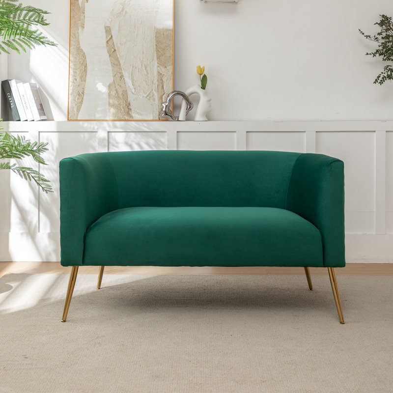 Cristen Upholstered Velvet Loveseat, Dark Green