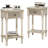 Tier End Table With Open Shelf, MDF Bedside Table With Pattern Carved Drawer, Accent Table Rustic Wood Night Stand For Bedroom, Living Room, Light Grey