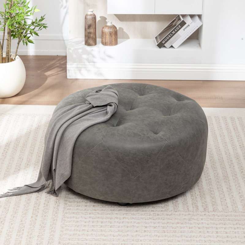 Repose-pieds Castanedo, Polyester - Gris charbon