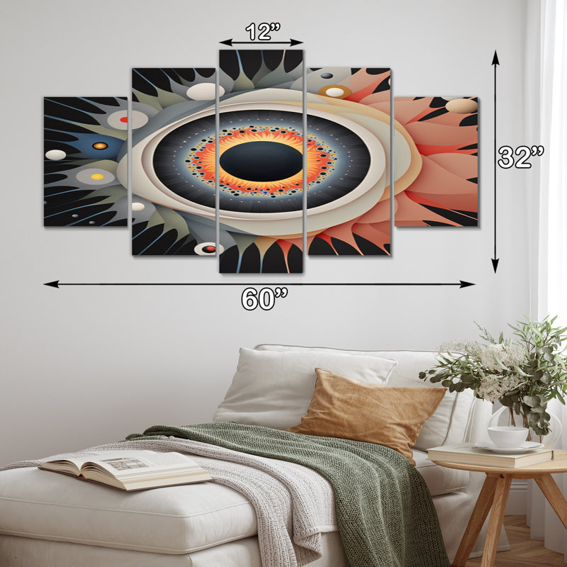  «Mystic Eye Spiritual Abstract Geometrics - Modern Geometric Wall Art Living Room - 5 Panels