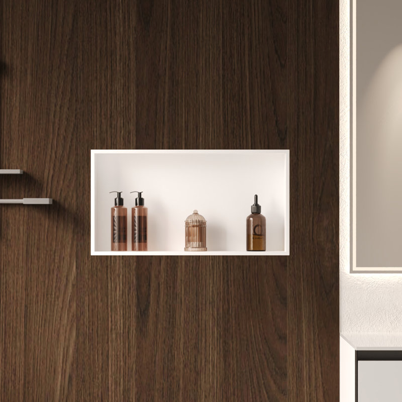 25" W x 13" H Rust-Resistant Shower Niche with Anti-Pooling Drainage, Single Shelf Recessed in Wall,White, White