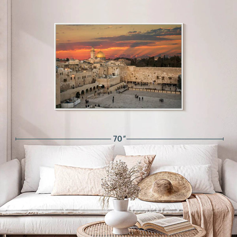 Mont du Temple de Jérusalem, Cadre flottant blanc, 43 po x 29 po