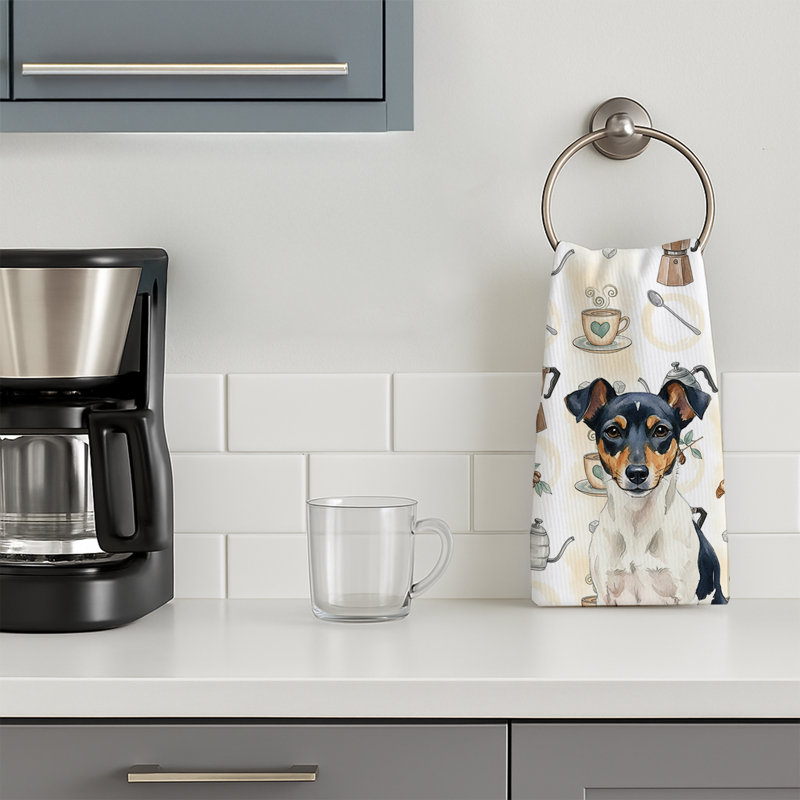 Serviette de cuisine Coffee Bar, Rat terrier tricolore