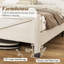Ensemble de chambre à coucher de style maison de campagne 3 pièces, cadre de lit bibliothèque grand format, commode 5 tiroirs, commode 4 tiroirs, blanc-1332306301-1332306302