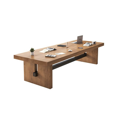 Modern Minimalist Solid Wood Triangle Conference Table with Power Sockets