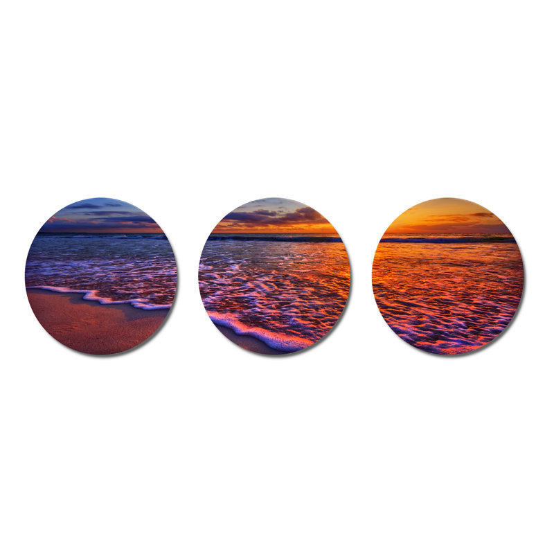 Ensemble de décorations murales colorées «Sunset and Wavy Waters»