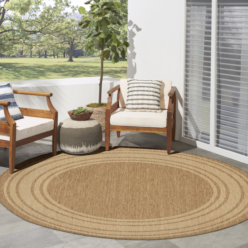 Horizon Indoor/Outdoor Natural Modern Rug, Natural, Round 8'