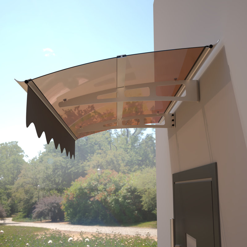 Auvent de porte-fenêtre 150 x 86 cm - Polycarbonate solide, supports robustes, protection contre le vent et la rouille, aluminium, UV 80