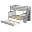 Lit superposé simple au-dessus d'un lit double en bois massif avec lit gigogne simple et escalier de rangement-1712786104