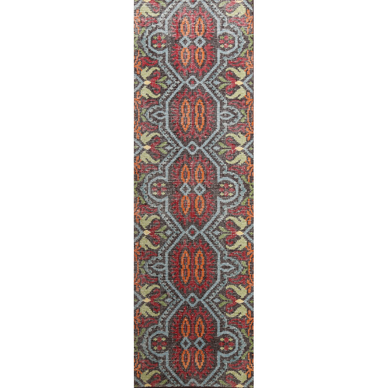 Tapis de couloir oriental géométrique abstrait noué à la main 3 x 8