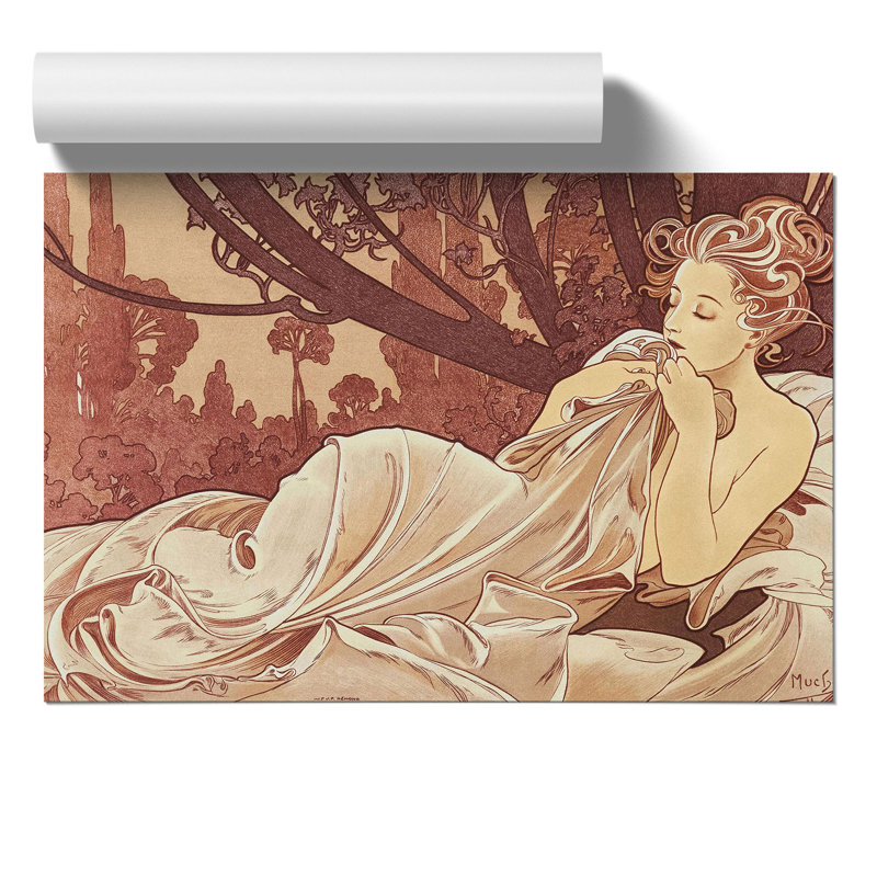 Dusk by Alphonse Mucha - Frameless Print, 42cm H x 59cm W x 0.1cm D