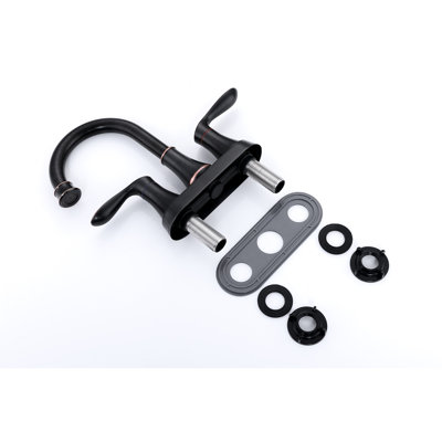 Matte Black Bathroom Faucet 2, 360 Rotatable Spout With Pop-Up Drain & Supply Lines, 6 Inch Vanity Sink Use, Scratch, Rust-, Tarnish-, , Straightforward Installation 4011B 2 Handles, Degree Swivel
