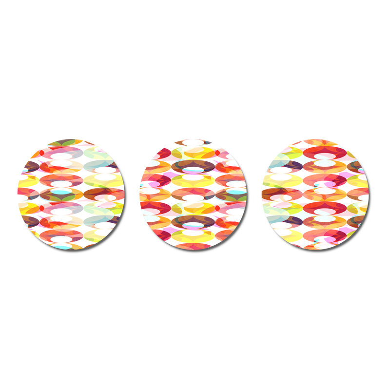 Motif abstrait avec cercles colorés - ensemble de décoration murale moderne en métal