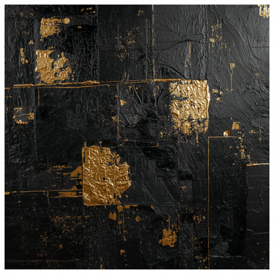 Black Gold Textured Abstract Bath Mat