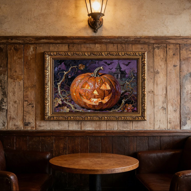 Cadre mural rétro Glowing PumpkinOrnate - cadre décoratif doré pour art., L 16 po x l 24 po