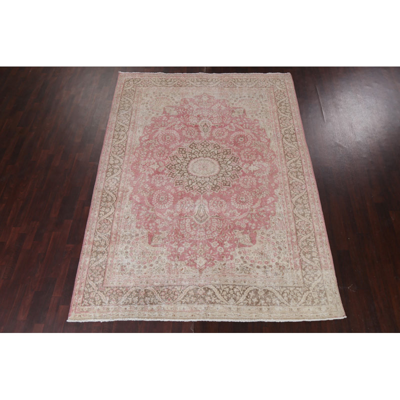 Ranvit One-of-a-Kind 7'10" X 10'6" 1950s Wool Area Rug in Pink