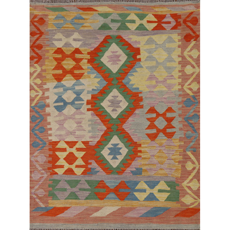 Tapis géométrique en laine Kilim
