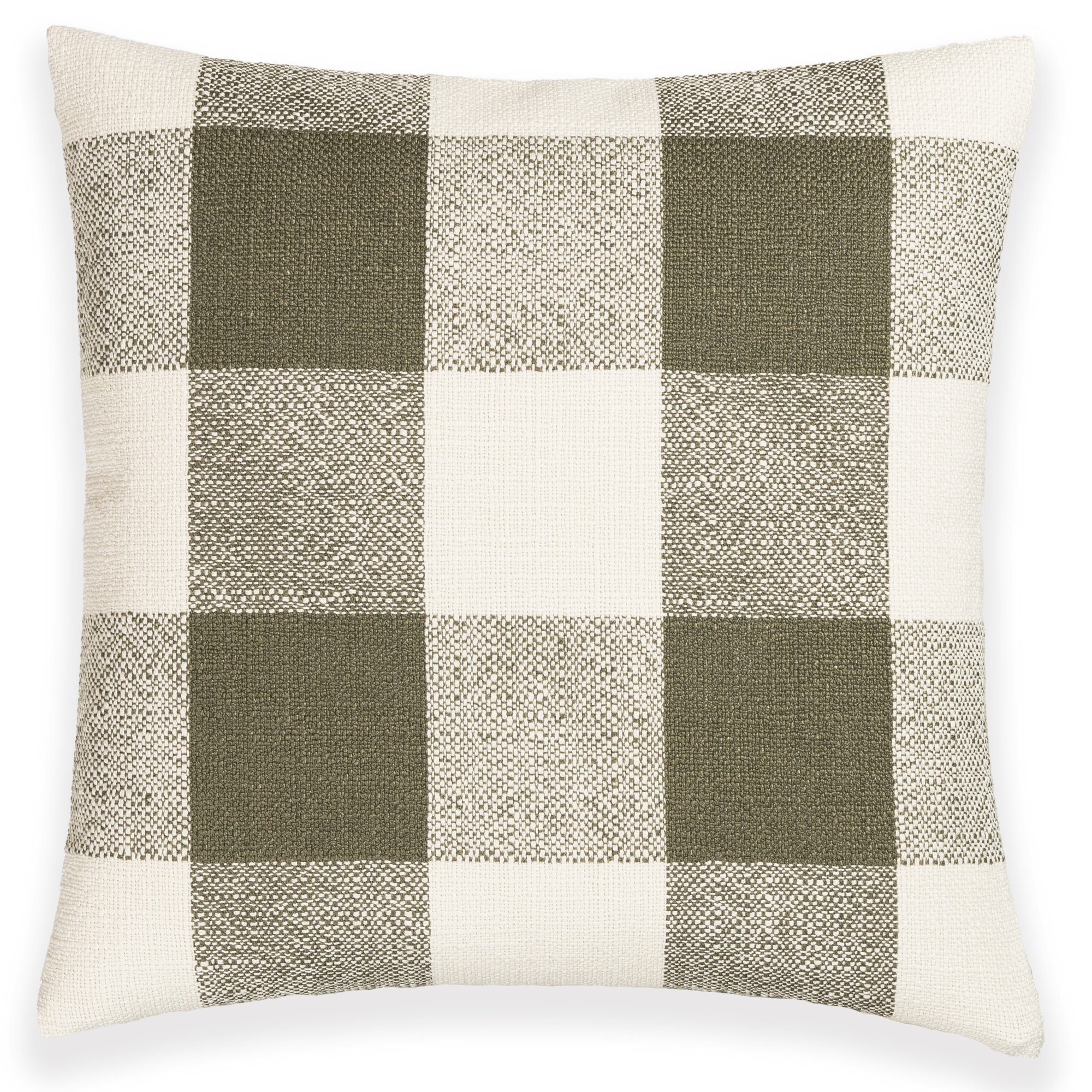 Birch Lane Cleveland Throw Pillow Throw, Green Checkered, Square 18", Feather
