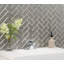 Carreau de mosaïque murale en verre lustré Herringbone 11 po x 14 po-73647675
