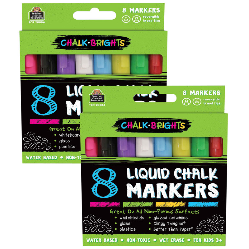 Teacher créé ressources marqueurs craie liquide Chalk Brights, 8 par paquet, 2 paquets