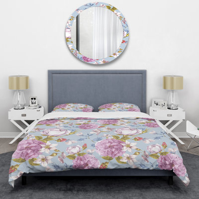 Ensemble de housse de couette roses roses et mauves