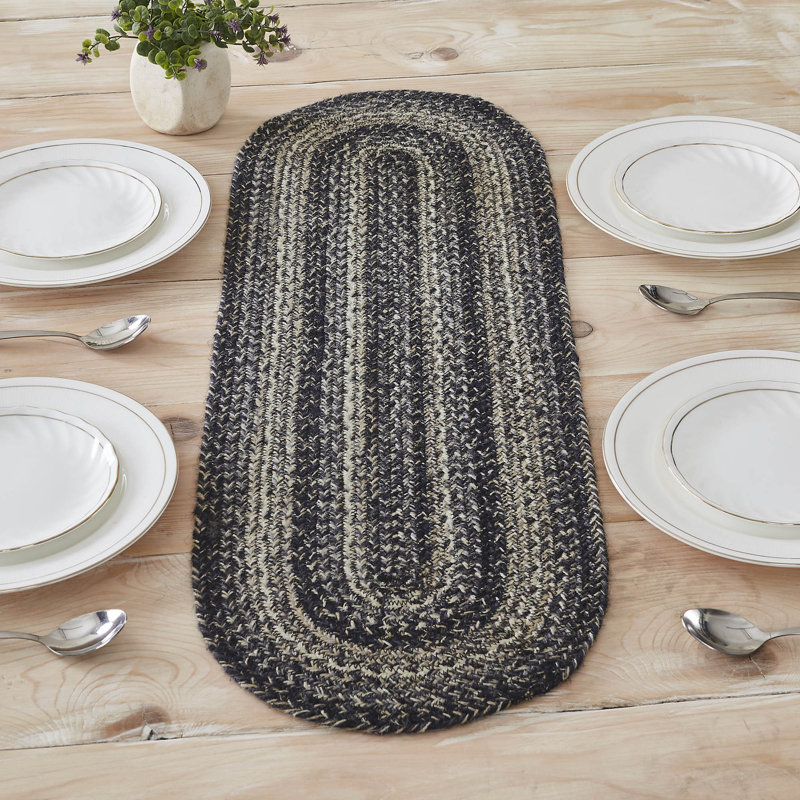 Round Geometric Jute Table Runner, 36" L x 12" W