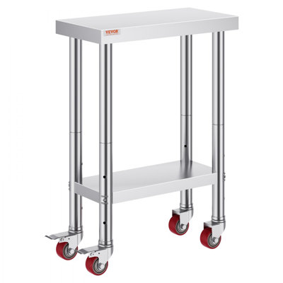 Stainless Steel Work Table with Wheels 24 x 12 x 32 Inch Prep Table by 17 Stories