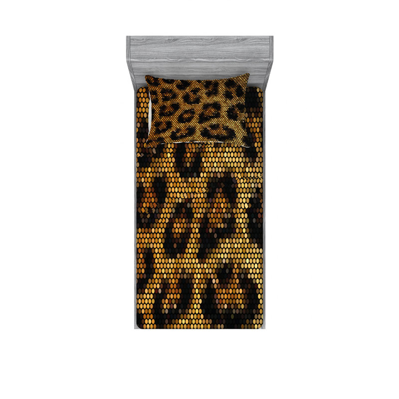 Ensemble de draps à motif géométrique motif pois Leopard, Ensemble de draps pour lit simple TG avec drap-hou