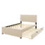 Lit plateforme double en velours avec lit gigogne-1644131986