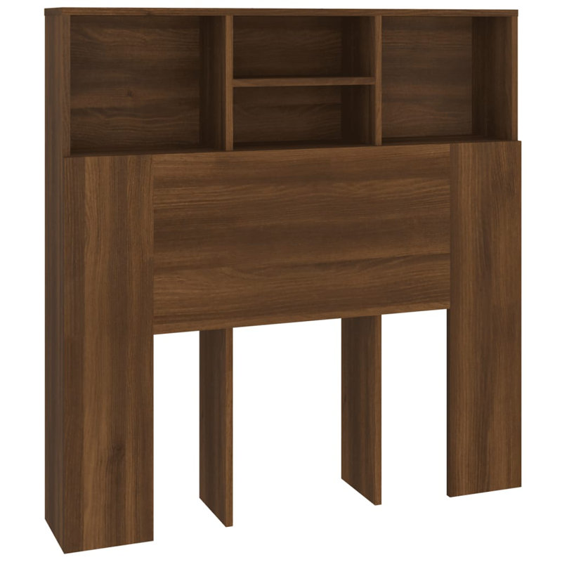 Headboard Cabinet Bedroom Home Indoor Bookcase, Single (3'), Brown Oak