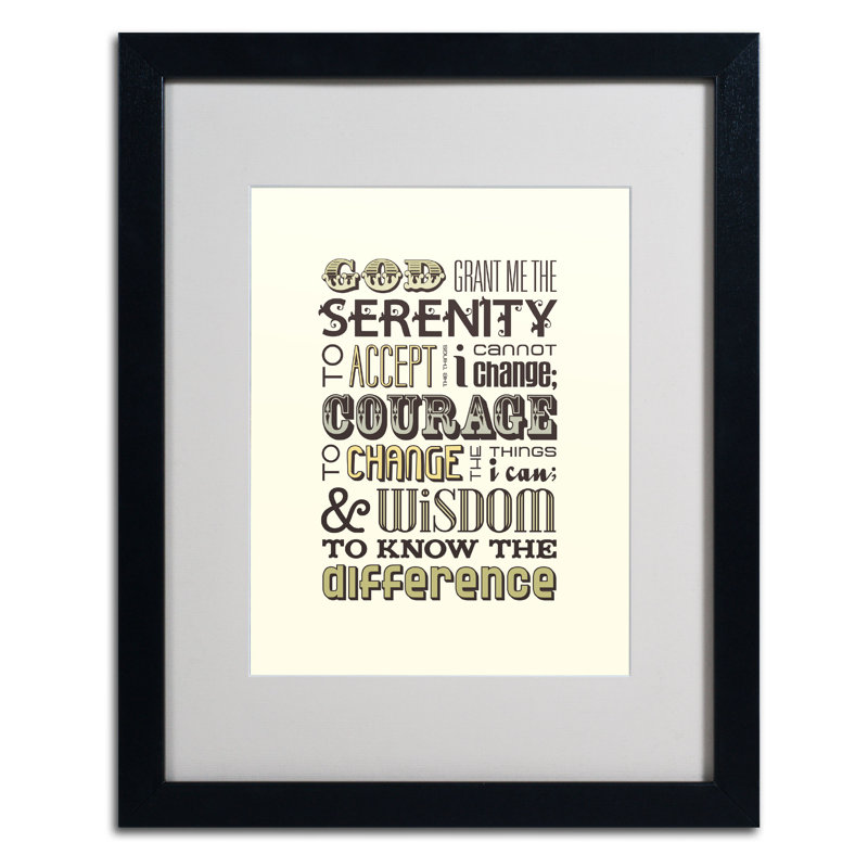 « serenity prayer i », art textuel sur toile encadrée, Noir, H 20 po x l 16 po x P 0,5 po