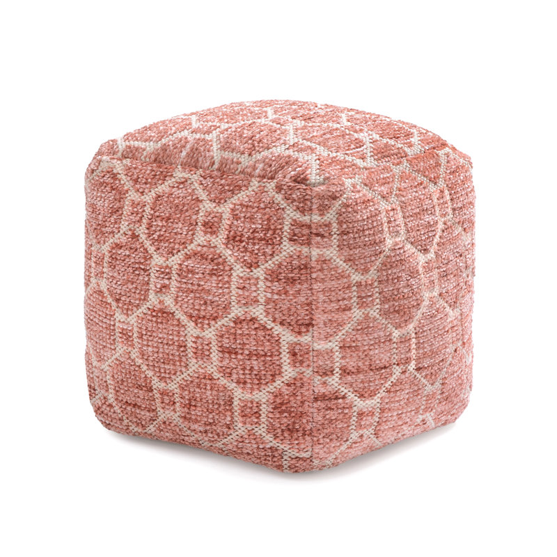 Marta 20" Red Upholstered Pouf Ottoman, Red