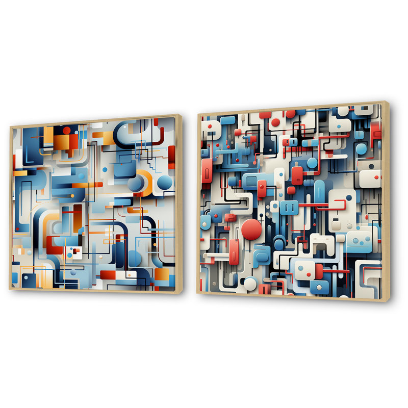 Ensemble de 2 reproductions d'art sur toile à motif abstrait Corabeth, Encadrement brun, H 36 po x l 73 po x P 1,5 po