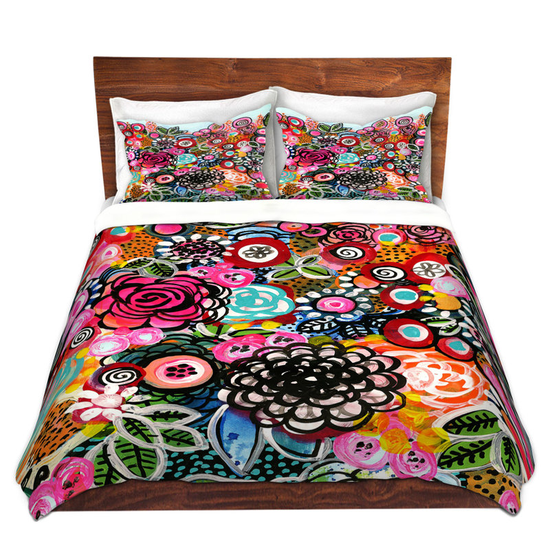 Polyester Floral Duvet Cover, 1 Queen Duvet Cover + 2 Standard Shams