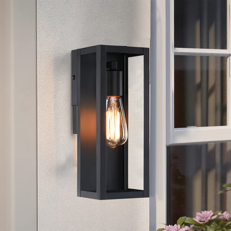 13"H Outdoor Wall Light with Matte Black Finish, 13”H x 4.92”W x 4.92”D