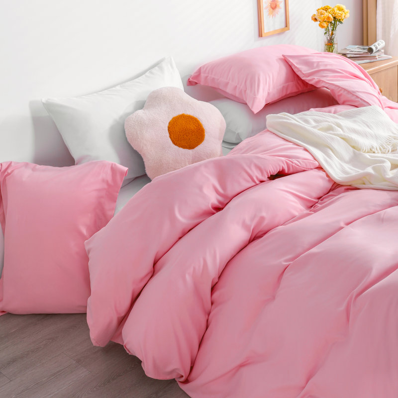 Ensemble de housse de couette , Rose, Housse de couette pour grand lit et 2 taies décor