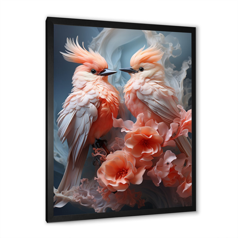 Vintrell " Bird Aerial Ballet II ", Black Picture Framed, 20" H x 12" W x 1" D