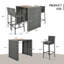 Ensemble de bar extérieur 5 pièces en résine tressée, table de bar de patio avec plateau en bois d'acacia, 4 tabourets de bar, coussins imperméables amovibles et pieds antidérapants