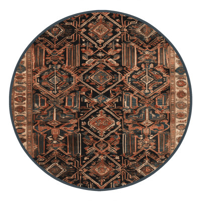 Tapis art déco brun lavable à la machine