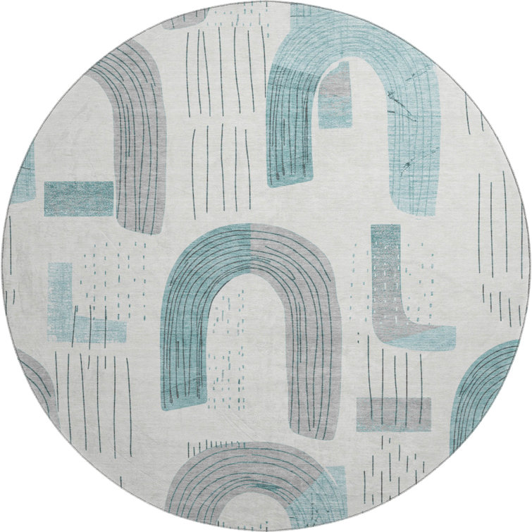 Premium Machine Washable Mehara AMF1698 Geometric Rug