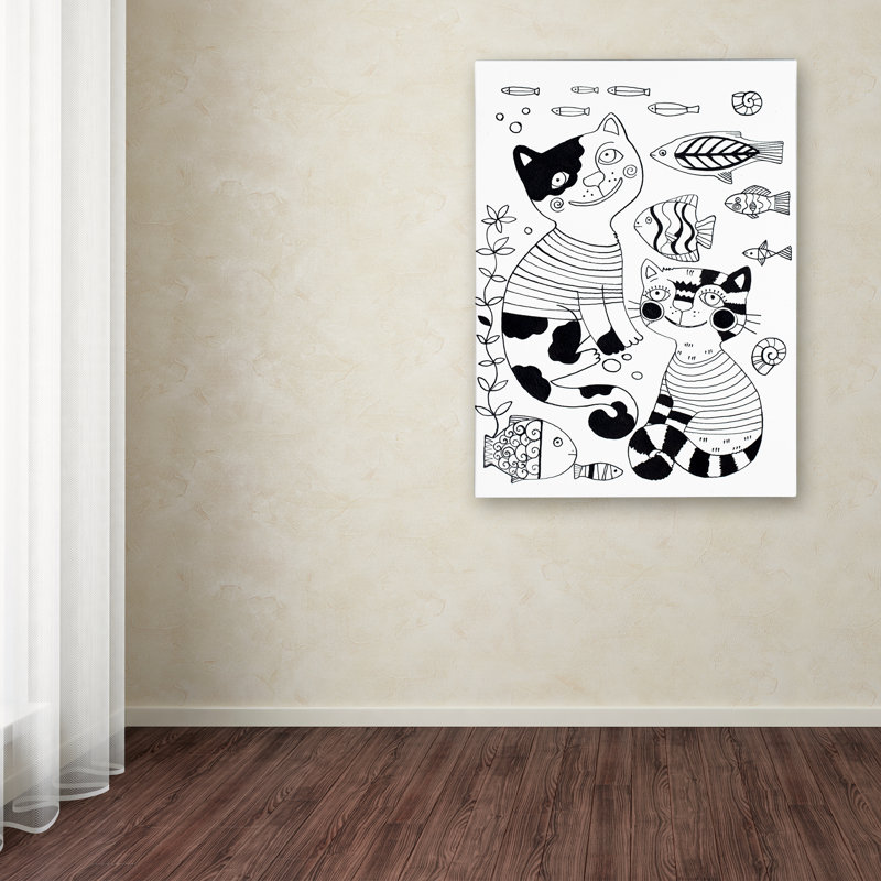 « sea chats », art sur toile, H 19 po x l 14 po