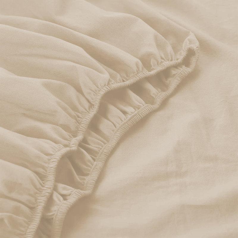 200 Thread Count Microfiber Deep Fitted Bed Sheet – 25cm Pocket, Beige, Kingsize (5')