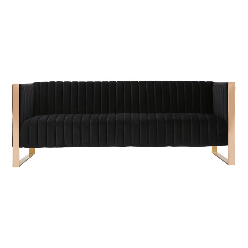 Layden 83'' Velvet Sofa, Black Velvet